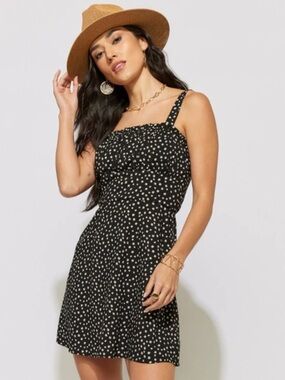 Francesca's Collections Black White Polka Dot Mini Dress